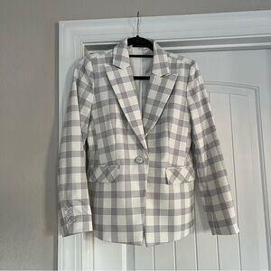 Elie Tahari black White Plaid Blazer jacket suit jacket size 4 coat